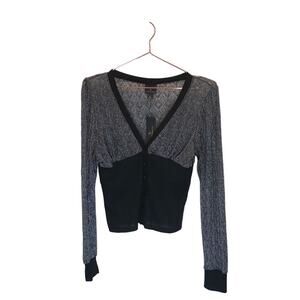 Worthington Black Sparkle Button-Down Sweater - Size Large